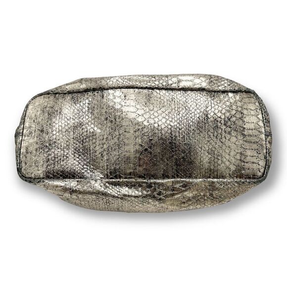 Cole Haan Reptile Embossed Gold Slouchy Convertible Satchel Bag Vintage Large - Picture 12 of 14